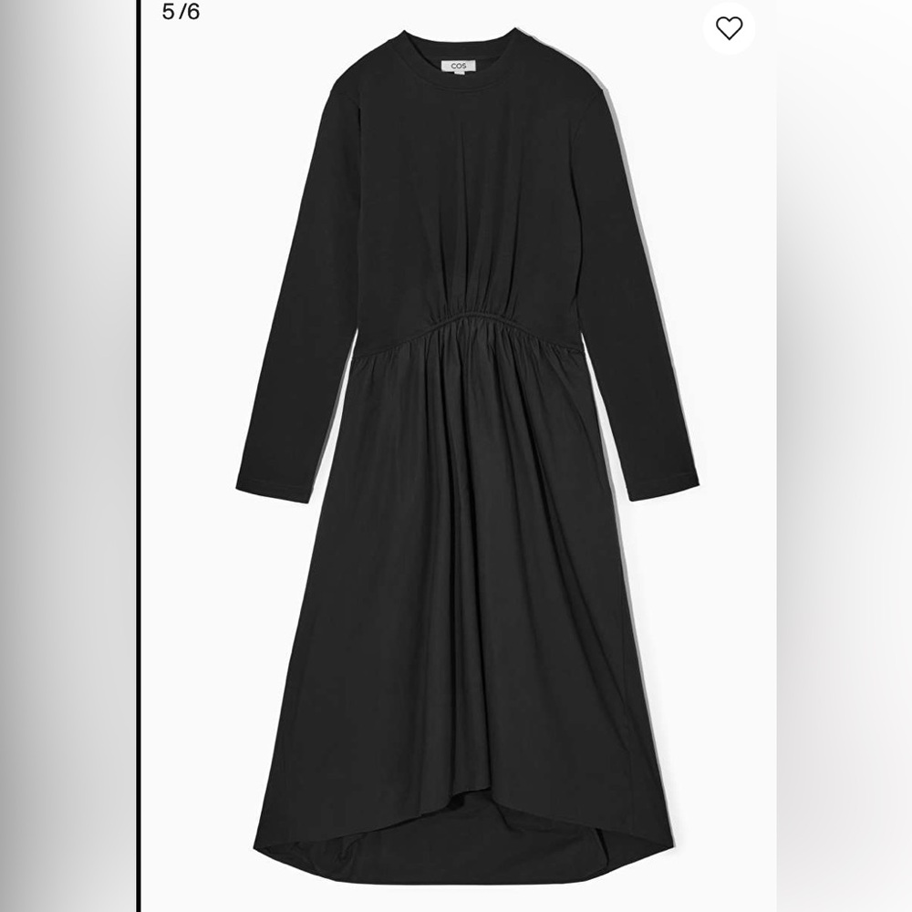COS ASYMMETRIC GATHERED-WAIST MIDI DRESS